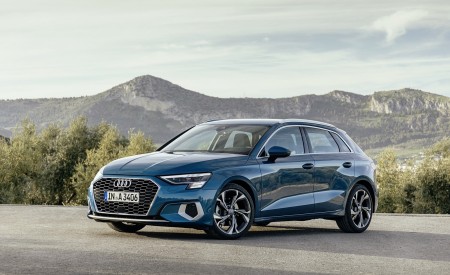 2021 Audi A3 Sportback (Color: Turbo Blue) Front Three-Quarter Wallpapers 450x275 (23)