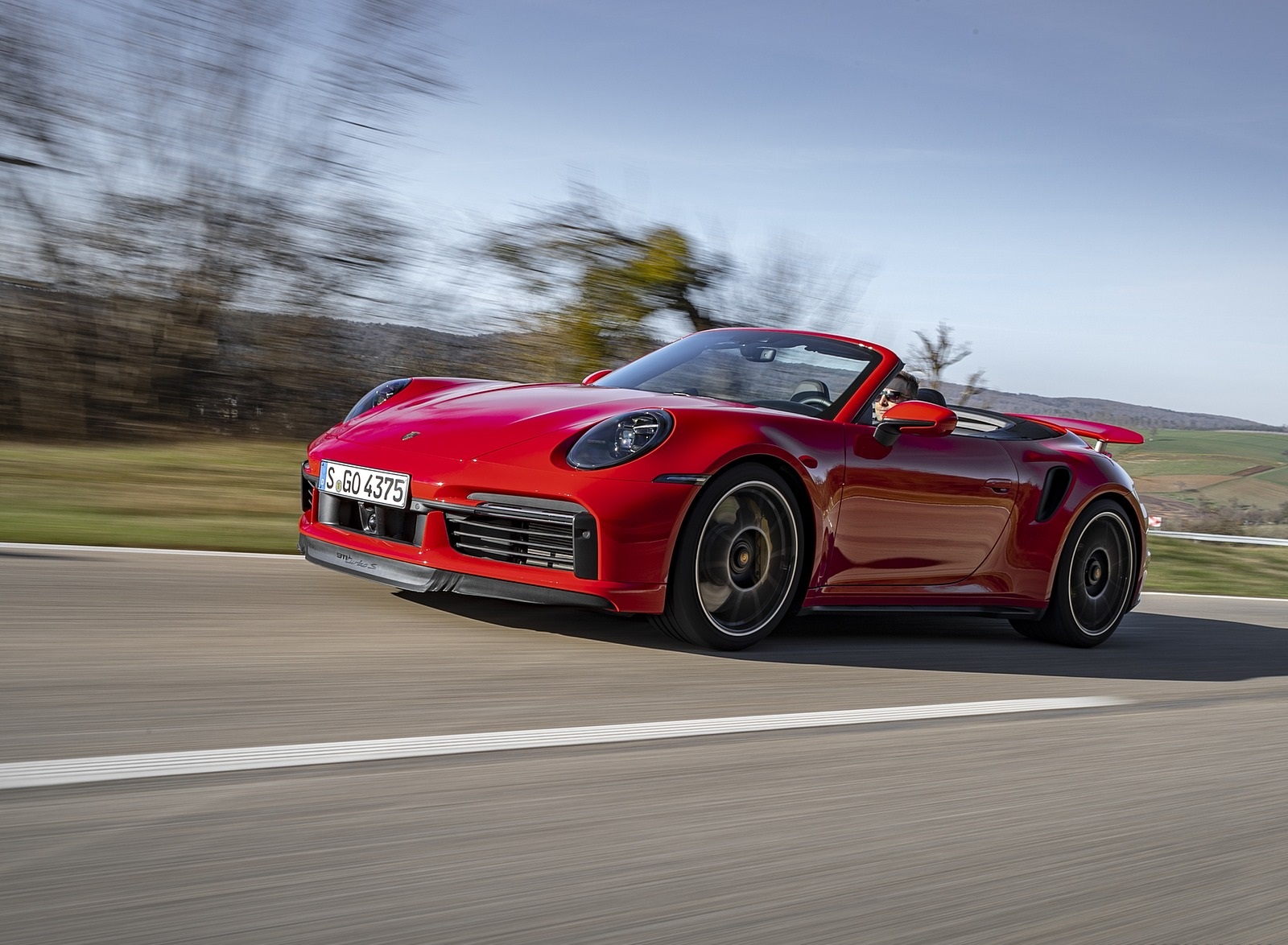 2021 Porsche 911 Turbo S Cabrio (Color: Guards Red) Front Three-Quarter Wallpapers (1)