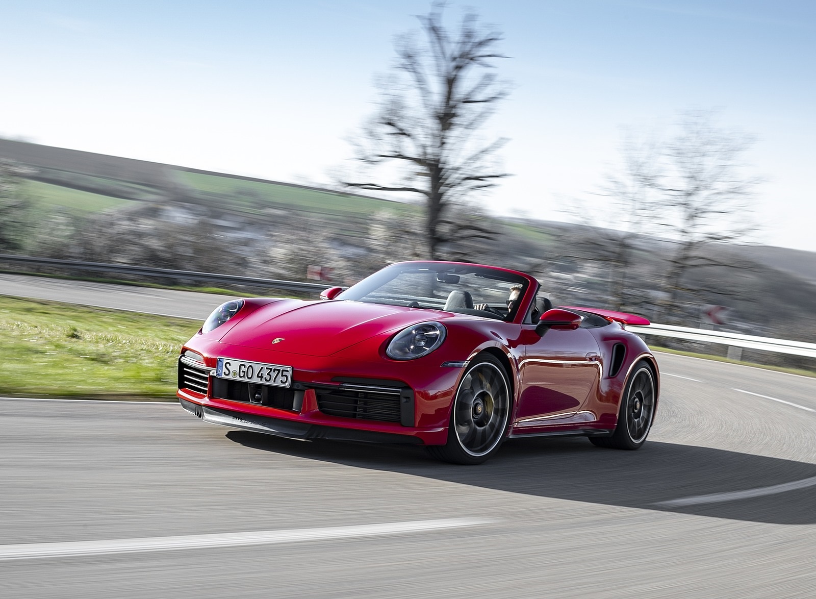 2021 Porsche 911 Turbo S Cabrio (Color: Guards Red) Front Three-Quarter Wallpapers (3)