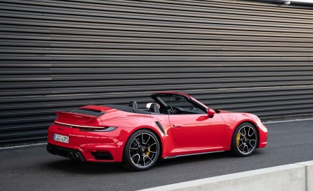 2021 Porsche 911 Turbo S Cabrio (Color: Guards Red) Rear Three-Quarter Wallpapers 450x275 (40)