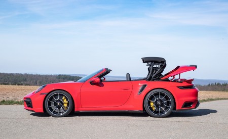 2021 Porsche 911 Turbo S Cabrio (Color: Guards Red) Side Wallpapers 450x275 (30)