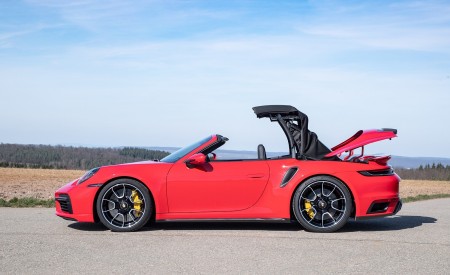 2021 Porsche 911 Turbo S Cabrio (Color: Guards Red) Side Wallpapers 450x275 (22)