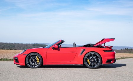 2021 Porsche 911 Turbo S Cabrio (Color: Guards Red) Side Wallpapers 450x275 (18)