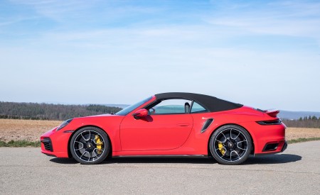 2021 Porsche 911 Turbo S Cabrio (Color: Guards Red) Side Wallpapers 450x275 (23)