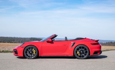 2021 Porsche 911 Turbo S Cabrio (Color: Guards Red) Side Wallpapers 450x275 (19)