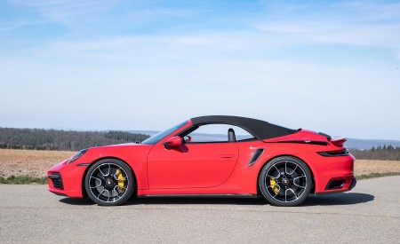 2021 Porsche 911 Turbo S Cabrio (Color: Guards Red) Side Wallpapers 450x275 (24)
