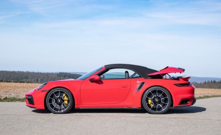 2021 Porsche 911 Turbo S Cabrio (Color: Guards Red) Side Wallpapers 450x275 (26)