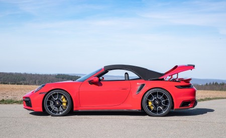 2021 Porsche 911 Turbo S Cabrio (Color: Guards Red) Side Wallpapers 450x275 (27)