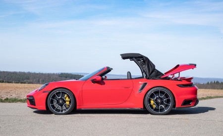 2021 Porsche 911 Turbo S Cabrio (Color: Guards Red) Side Wallpapers 450x275 (28)