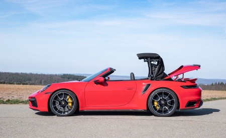 2021 Porsche 911 Turbo S Cabrio (Color: Guards Red) Side Wallpapers 450x275 (29)