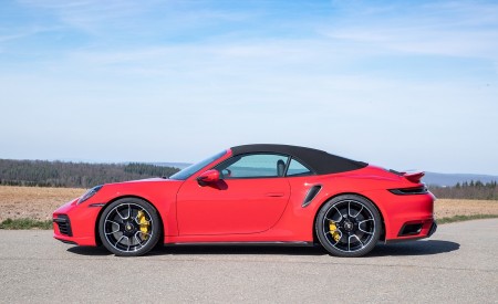 2021 Porsche 911 Turbo S Cabrio (Color: Guards Red) Side Wallpapers 450x275 (31)