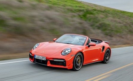 2021 Porsche 911 Turbo S Cabrio (Color: Lava Orange) Front Three-Quarter Wallpapers 450x275 (76)