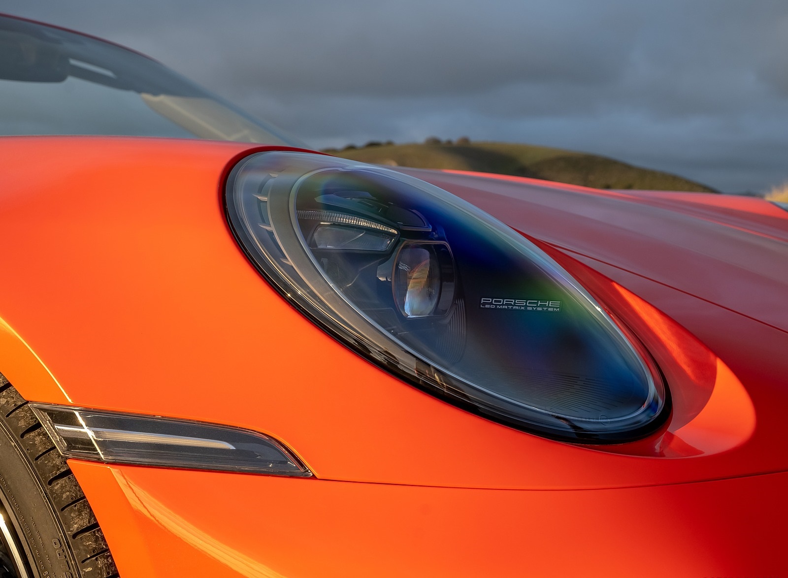 2021 Porsche 911 Turbo S Cabrio (Color: Lava Orange) Headlight Wallpapers #86 of 114