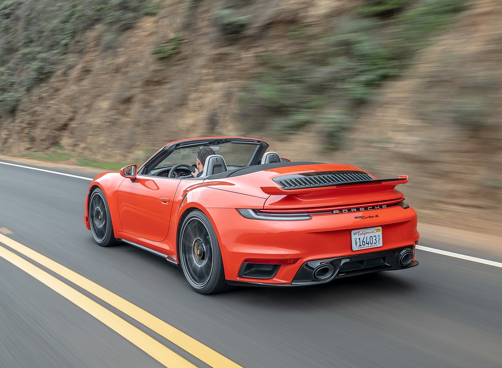 2021 Porsche 911 Turbo S Cabrio (Color: Lava Orange) Rear Three-Quarter Wallpapers #80 of 114