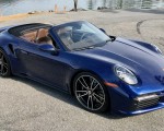 2021 Porsche 911 Turbo S Cabriolet (Color: Gentian Blue Metallic) Front Three-Quarter Wallpapers 150x120