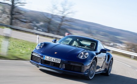 2021 Porsche 911 Turbo S Coupe (Color: Gentian Blue Metallic) Front Three-Quarter Wallpapers 450x275 (152)