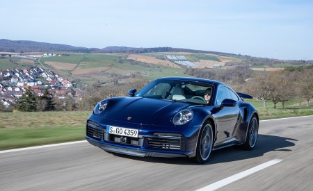2021 Porsche 911 Turbo S Coupe (Color: Gentian Blue Metallic) Front Three-Quarter Wallpapers 450x275 (154)