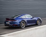 2021 Porsche 911 Turbo S Coupe (Color: Gentian Blue Metallic) Rear Three-Quarter Wallpapers 150x120
