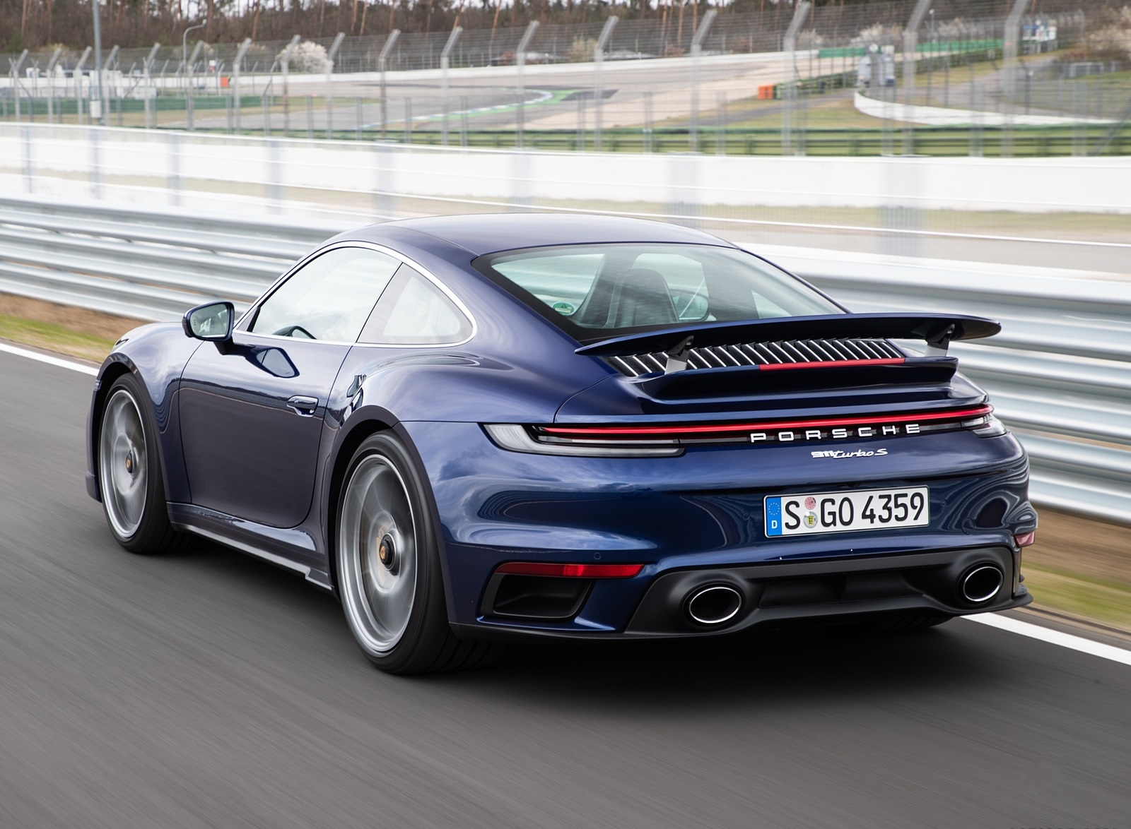 2021 Porsche 911 Turbo S Coupe (Color: Gentian Blue Metallic) Rear Three-Quarter Wallpapers #175 of 254