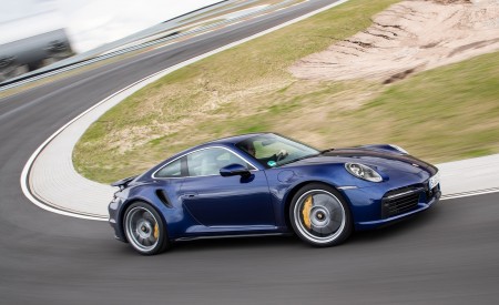 2021 Porsche 911 Turbo S Coupe (Color: Gentian Blue Metallic) Side Wallpapers 450x275 (180)