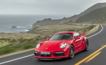 2021 Porsche 911 Turbo S Coupe (Color: Guards Red) Front Three-Quarter Wallpapers 450x275 (62)