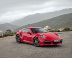 2021 Porsche 911 Turbo S Coupe (Color: Guards Red) Front Three-Quarter Wallpapers 150x120