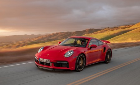 2021 Porsche 911 Turbo S Coupe (Color: Guards Red) Front Three-Quarter Wallpapers 450x275 (61)