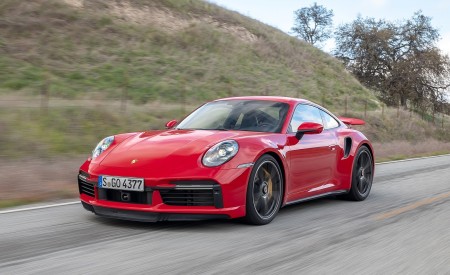 2021 Porsche 911 Turbo S Coupe (Color: Guards Red) Front Three-Quarter Wallpapers 450x275 (63)