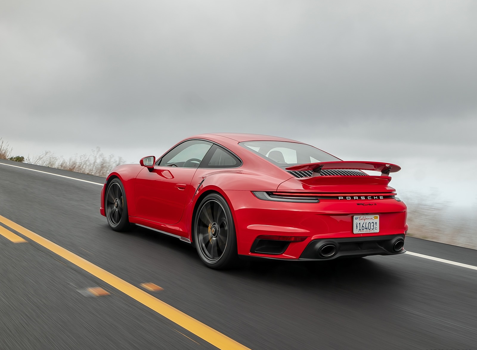 2021 Porsche 911 Turbo S Coupe (Color: Guards Red) Rear Three-Quarter Wallpapers #69 of 254