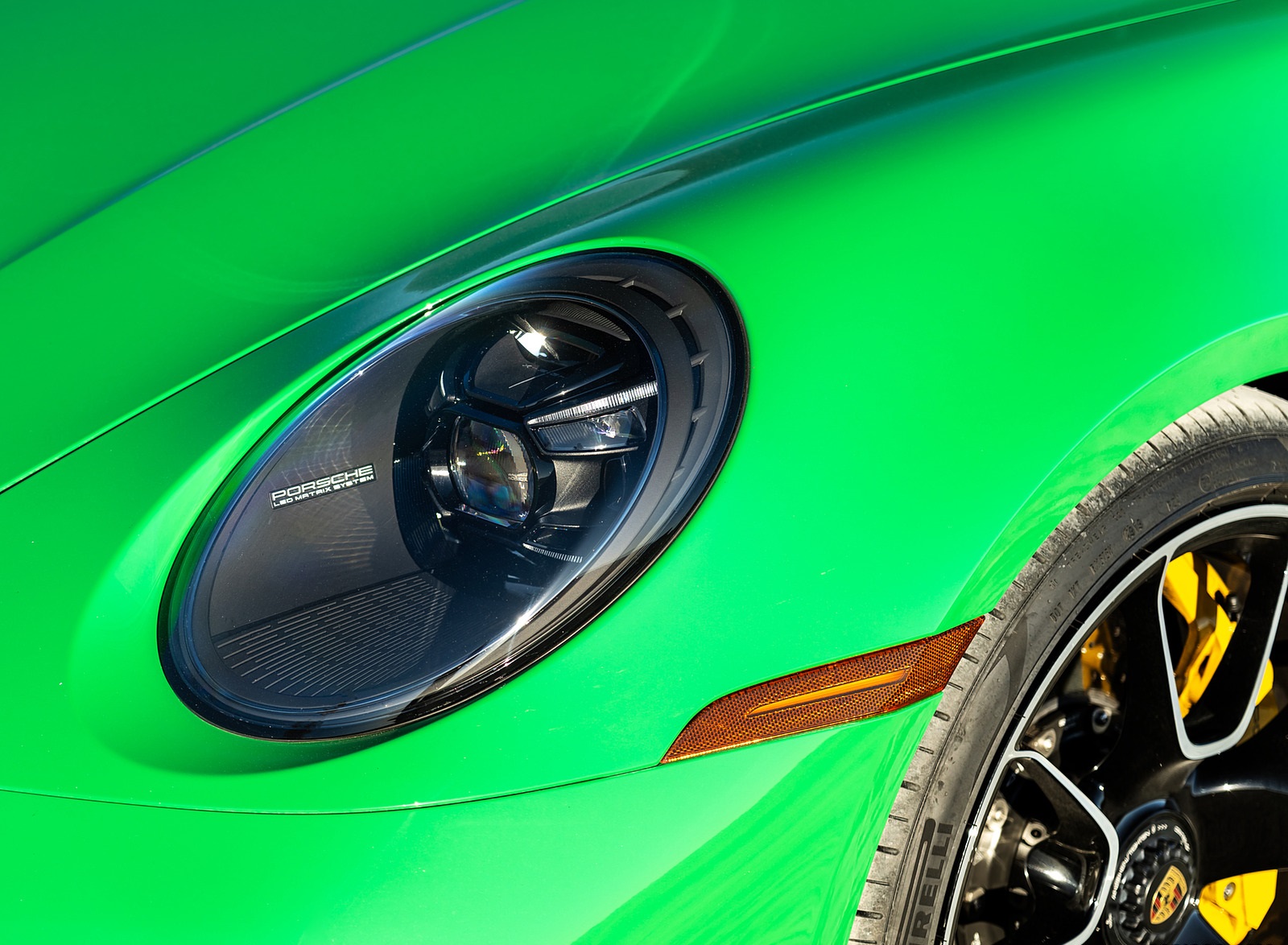 2021 Porsche 911 Turbo S Coupe (Color: Python Green) Headlight Wallpapers #27 of 254