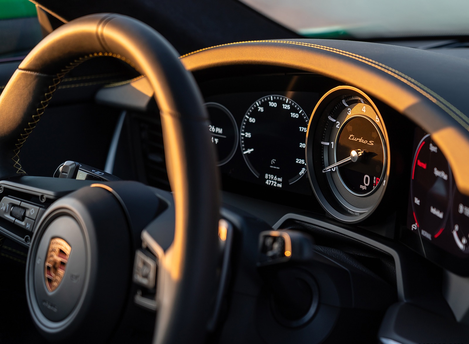 2021 Porsche 911 Turbo S Coupe (Color: Python Green) Interior Steering Wheel Wallpapers #50 of 254