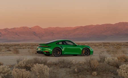 2021 Porsche 911 Turbo S Coupe (Color: Python Green) Rear Three-Quarter Wallpapers 450x275 (13)