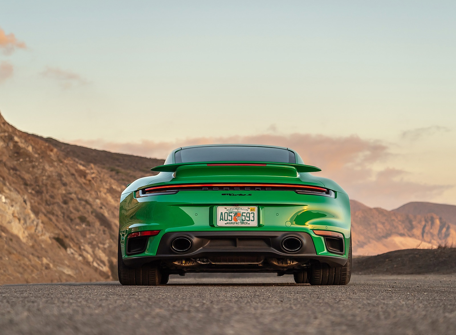2021 Porsche 911 Turbo S Coupe (Color: Python Green) Rear Wallpapers #16 of 254