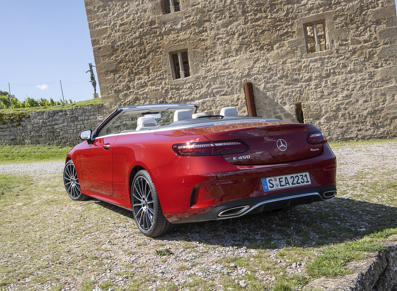 2021 Mercedes-Benz E 450 4MATIC Cabriolet (Color: Patagonia Red) Rear Three-Quarter Wallpapers #10 of 55