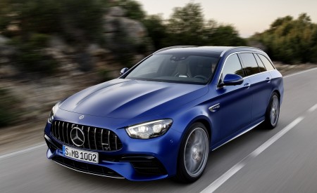 2021 Mercedes-AMG E 63 S Estate (Color: Brilliant Blue Magno) Front Three-Quarter Wallpapers 450x275 (69)