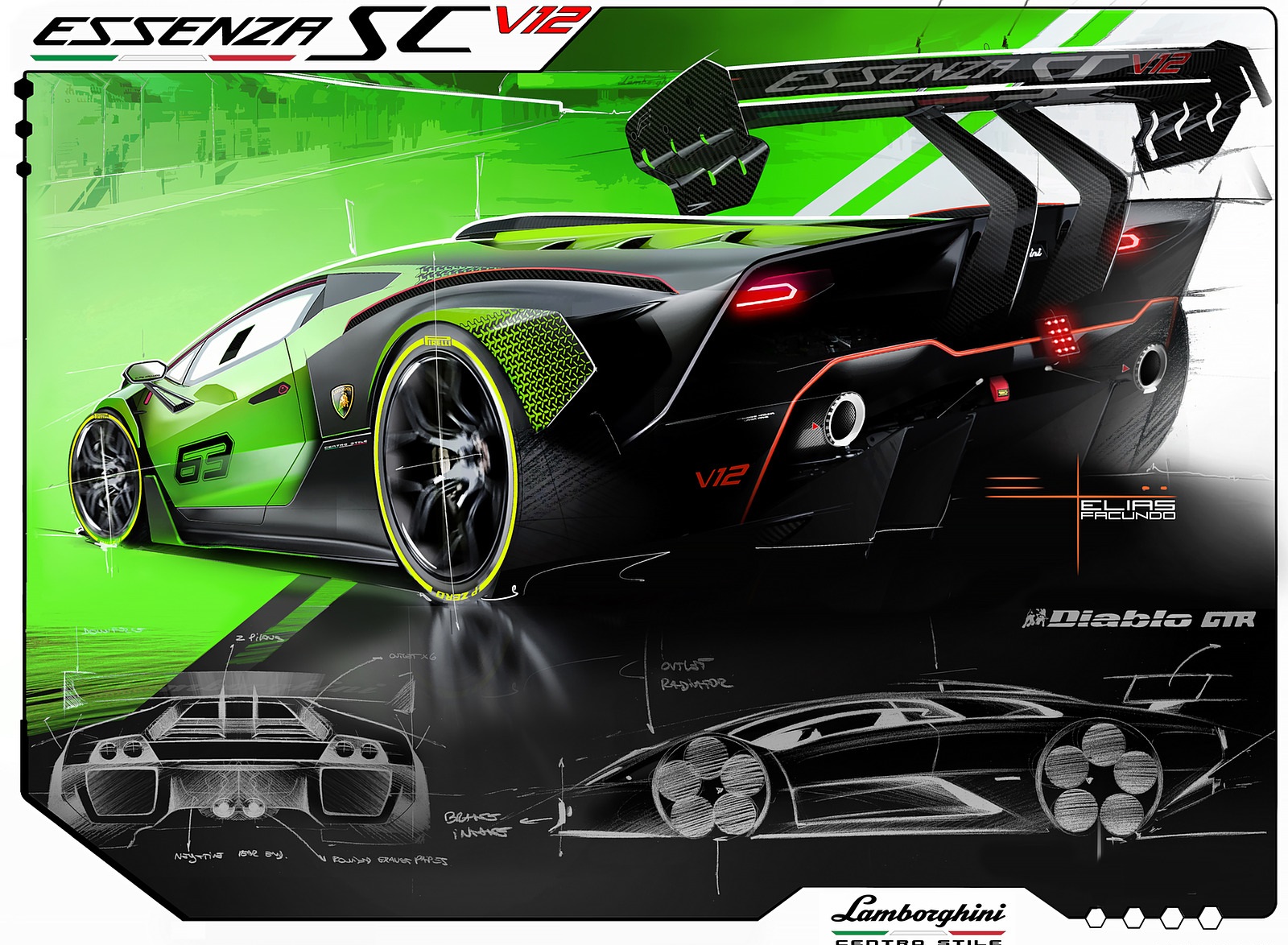 2021 Lamborghini Essenza SCV12 Design Sketch Wallpapers #36 of 36