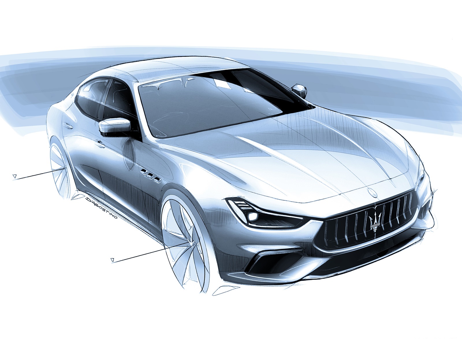 2021 Maserati Ghibli Hybrid Design Sketch Wallpapers #24 of 25