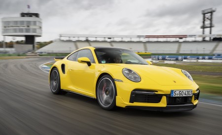 2021 Porsche 911 Turbo (Color: Racing Yellow) Front Three-Quarter Wallpapers 450x275 (3)