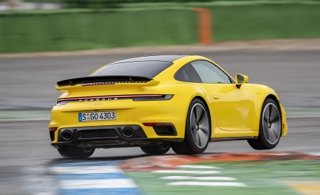 2021 Porsche 911 Turbo (Color: Racing Yellow) Rear Three-Quarter Wallpapers 450x275 (6)