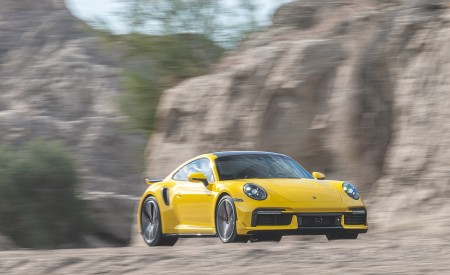 2021 Porsche 911 Turbo (Color: Racing Yellow; US-Spec) Front Three-Quarter Wallpapers 450x275 (142)