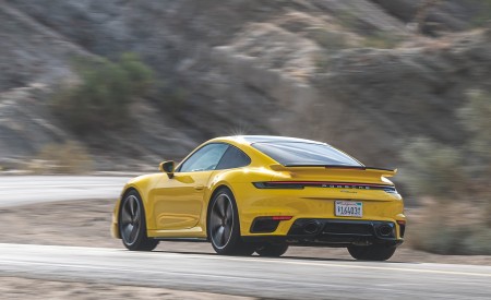 2021 Porsche 911 Turbo (Color: Racing Yellow; US-Spec) Rear Three-Quarter Wallpapers 450x275 (146)