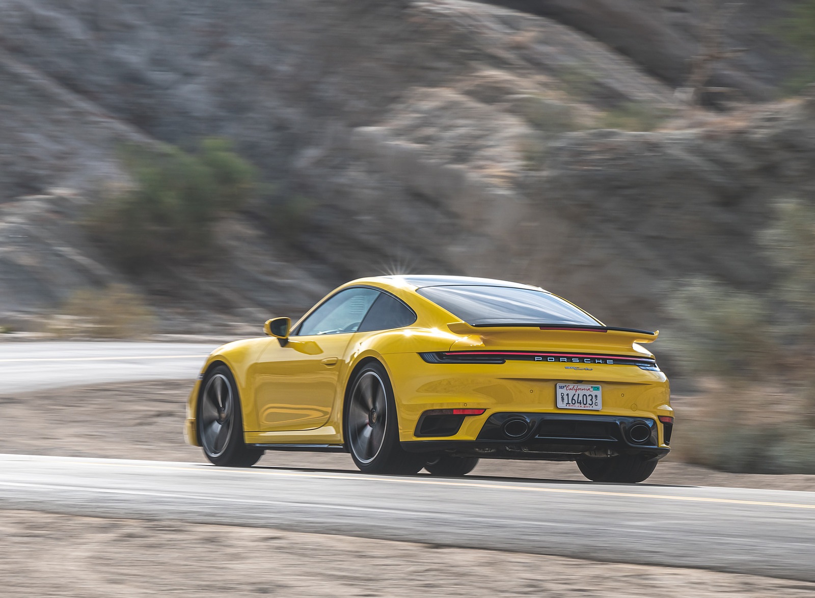 2021 Porsche 911 Turbo (Color: Racing Yellow; US-Spec) Rear Three-Quarter Wallpapers #146 of 225