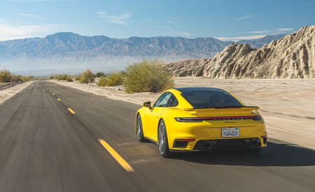 2021 Porsche 911 Turbo (Color: Racing Yellow; US-Spec) Rear Three-Quarter Wallpapers 450x275 (130)