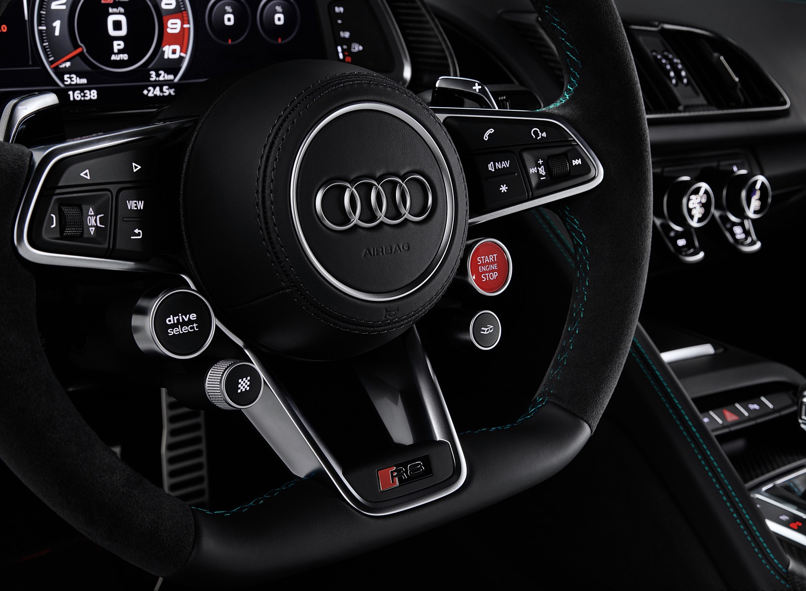 2021 Audi R8 Green Hell Interior Steering Wheel Wallpapers #34 of 46