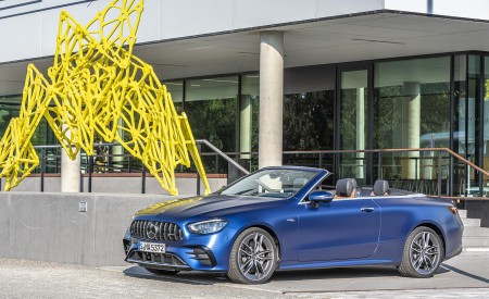 2021 Mercedes-AMG E 53 4MATIC+ Cabriolet (Color: Magno Brilliant Blue) Front Three-Quarter Wallpapers 450x275 (70)