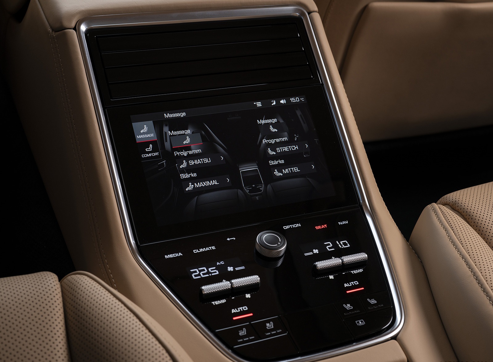 2021 Porsche Panamera 4 (Color: Truffle Brown Metallic) Central Console Wallpapers #33 of 34
