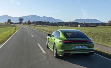 2021 Porsche Panamera 4S (Color: Mamba Green Metallic) Rear Three-Quarter Wallpapers 450x275 (6)