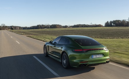 2021 Porsche Panamera 4S (Color: Mamba Green Metallic) Rear Three-Quarter Wallpapers 450x275 (7)