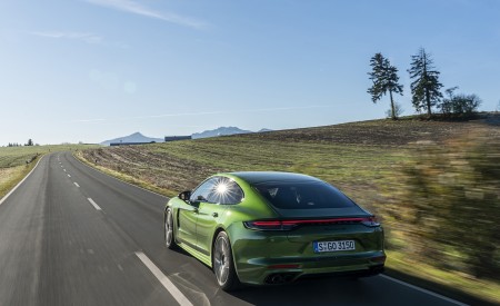 2021 Porsche Panamera 4S (Color: Mamba Green Metallic) Rear Three-Quarter Wallpapers 450x275 (8)