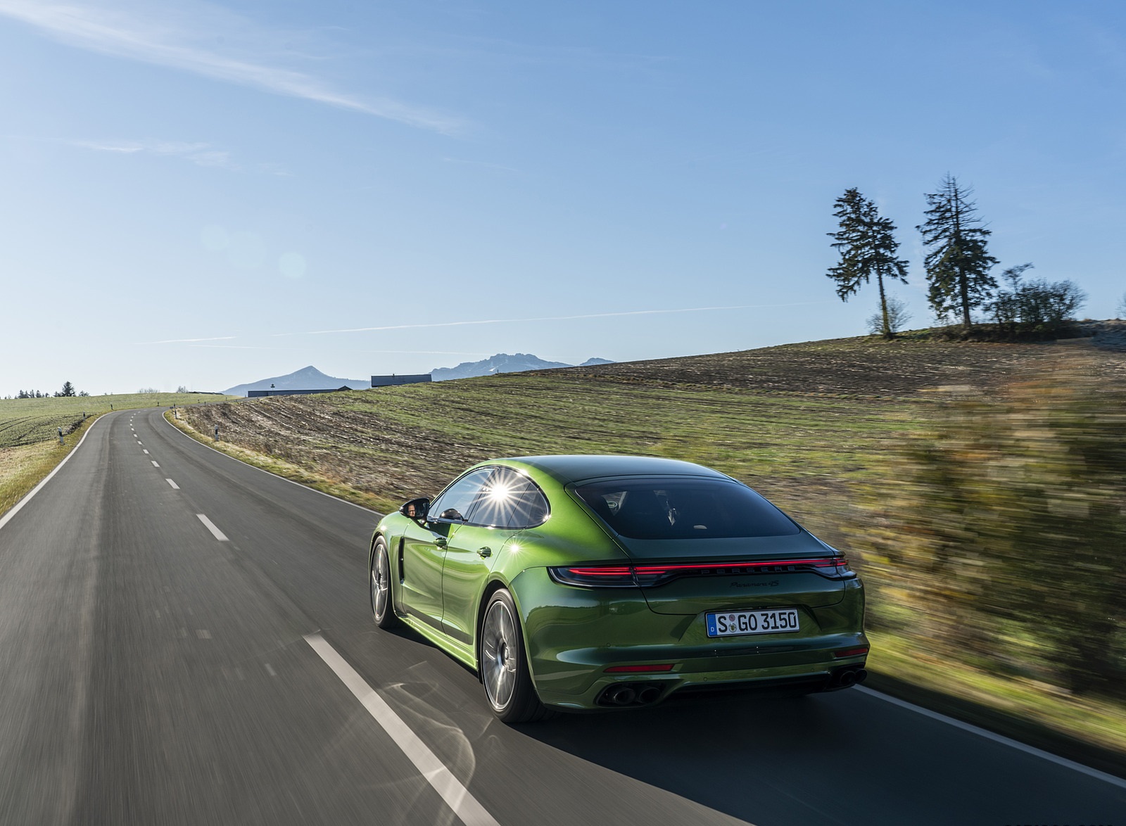 2021 Porsche Panamera 4S (Color: Mamba Green Metallic) Rear Three-Quarter Wallpapers (8)